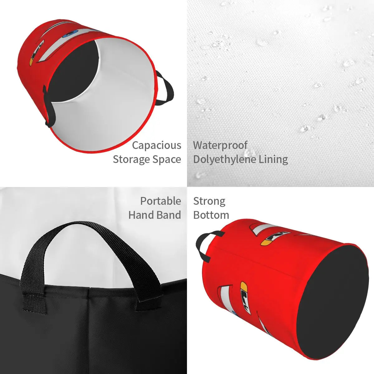 Bilar Lightning McQueen Tvättkorg – Rymlig och Fällbar Korg för Kläder