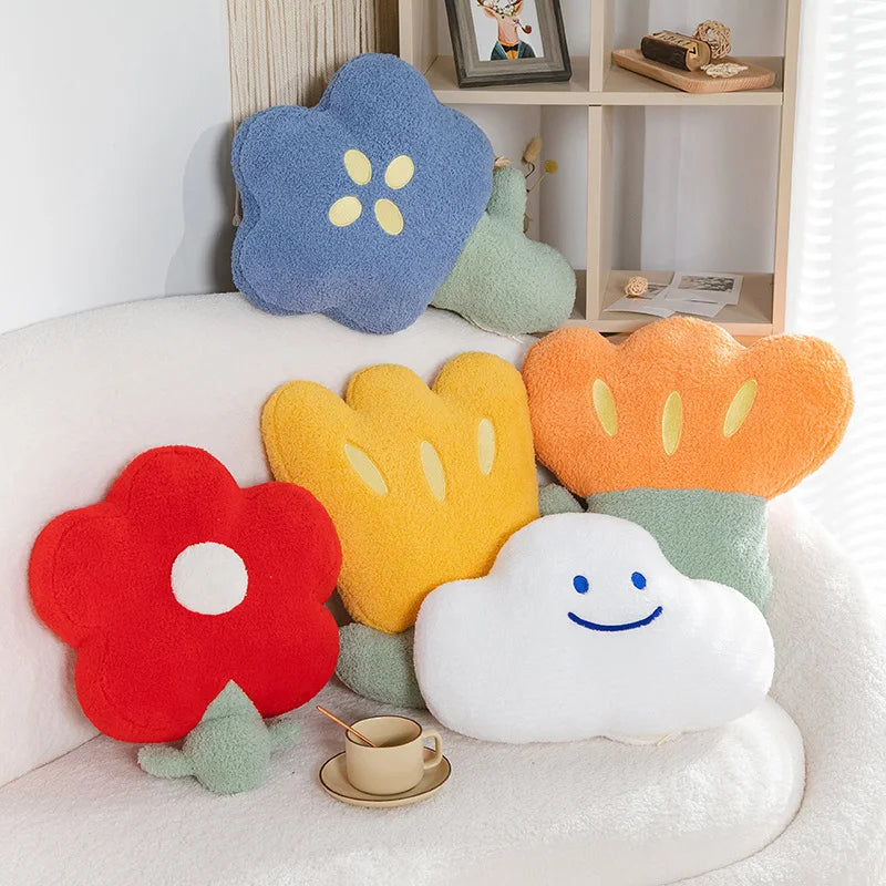 Fleece Flower Throw Cushion i bomull med söt design