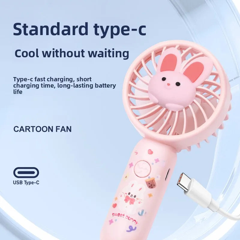 Carvallo-Handventilator BreeziPop | USB-laddning | Tyst & Bärbar | Söt tecknad design