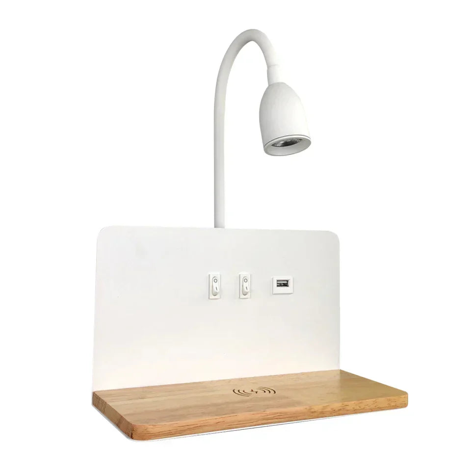 BrightShelf - LED Vägglampa med USB-port och Hylla