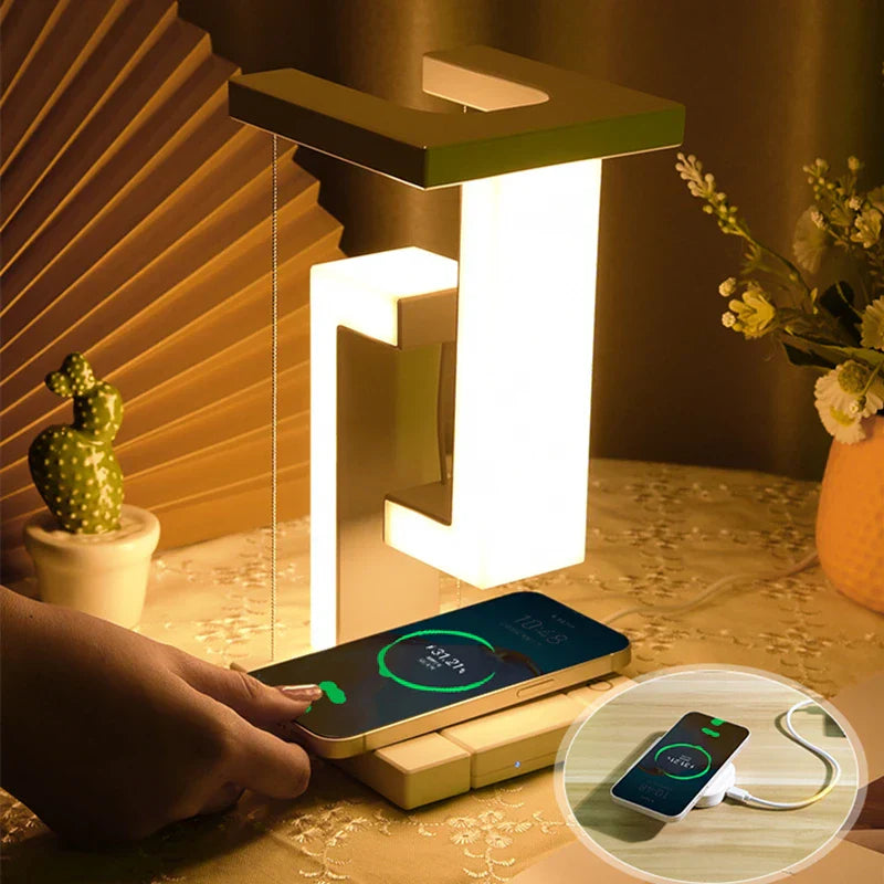 Svävande Designlampa med 10W Trådlös Laddare