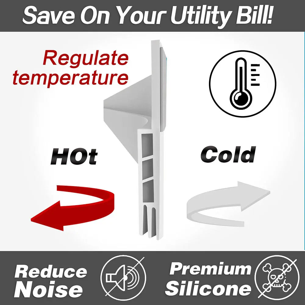 Carvallo Dörrdragluftstoppare Undertürsdämpning | Kyl-, Buller- & Dragluftsskydd | Självhäftande Dörrbottenlist Invändig & Utvändig