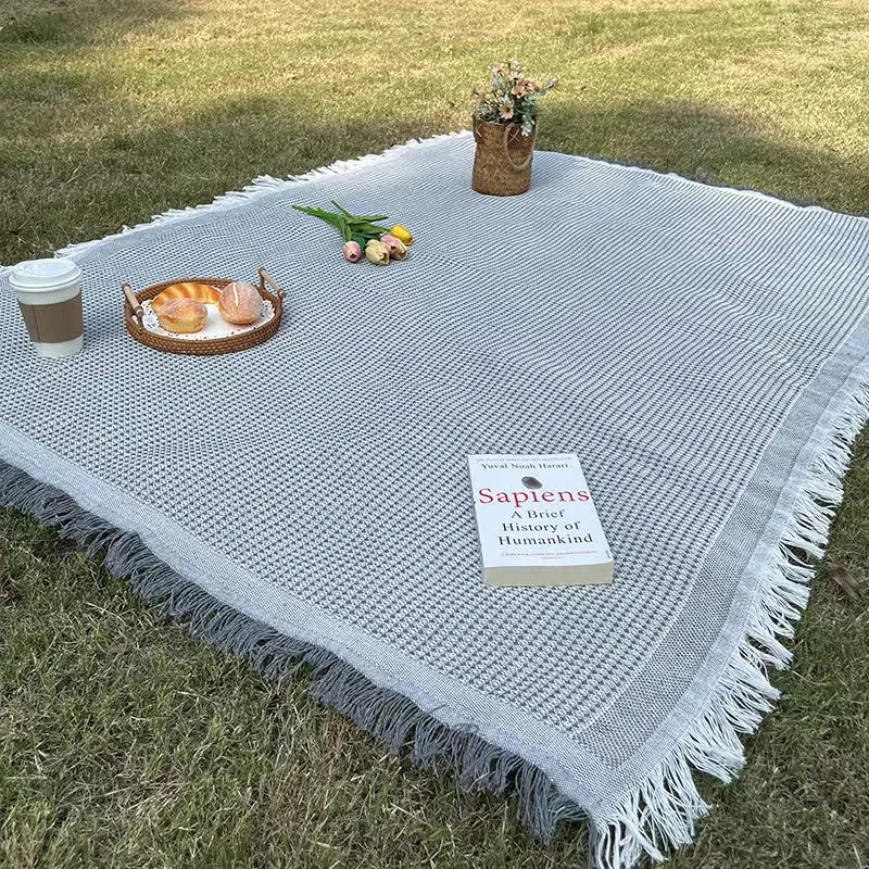 Boho Picknickfilt med fransar