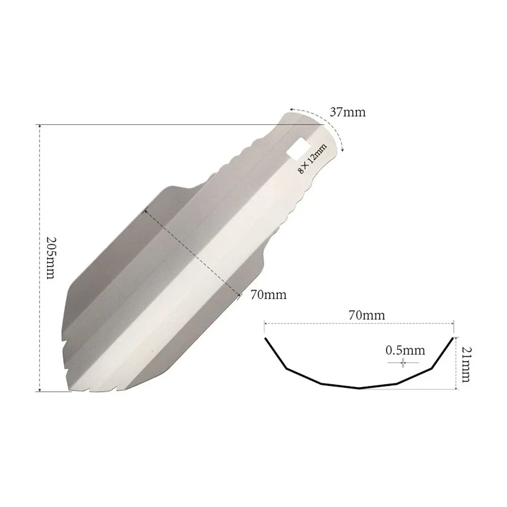 Carvallo UltraSpade Titan-handspade ultralätt | För camping, vandring & trädgård | Med karbinhake & väska
