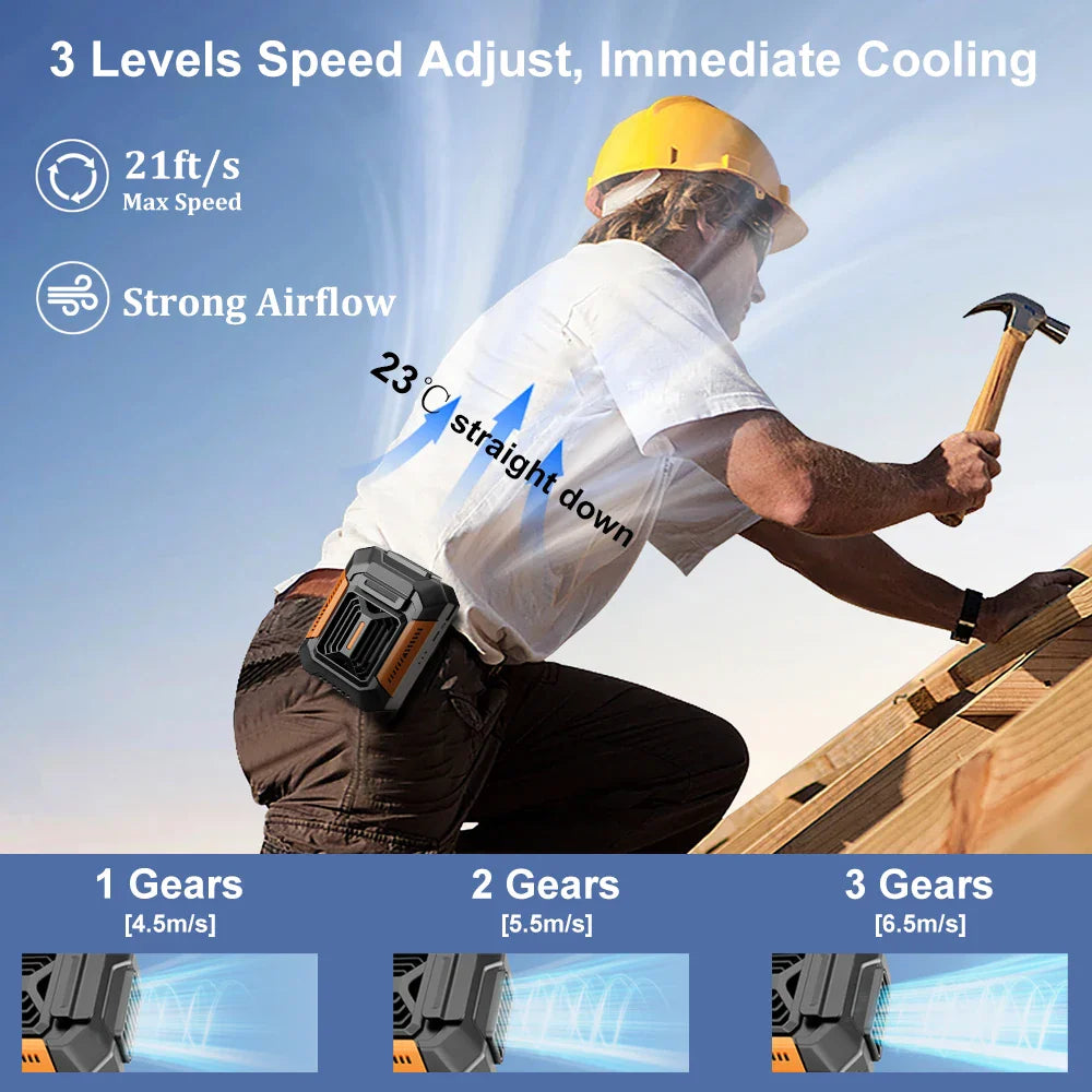 Carvallo Clip-Ventilator AeroClip | Med LED & Powerbank | USB-laddningsbar | För midja, hals & utomhus