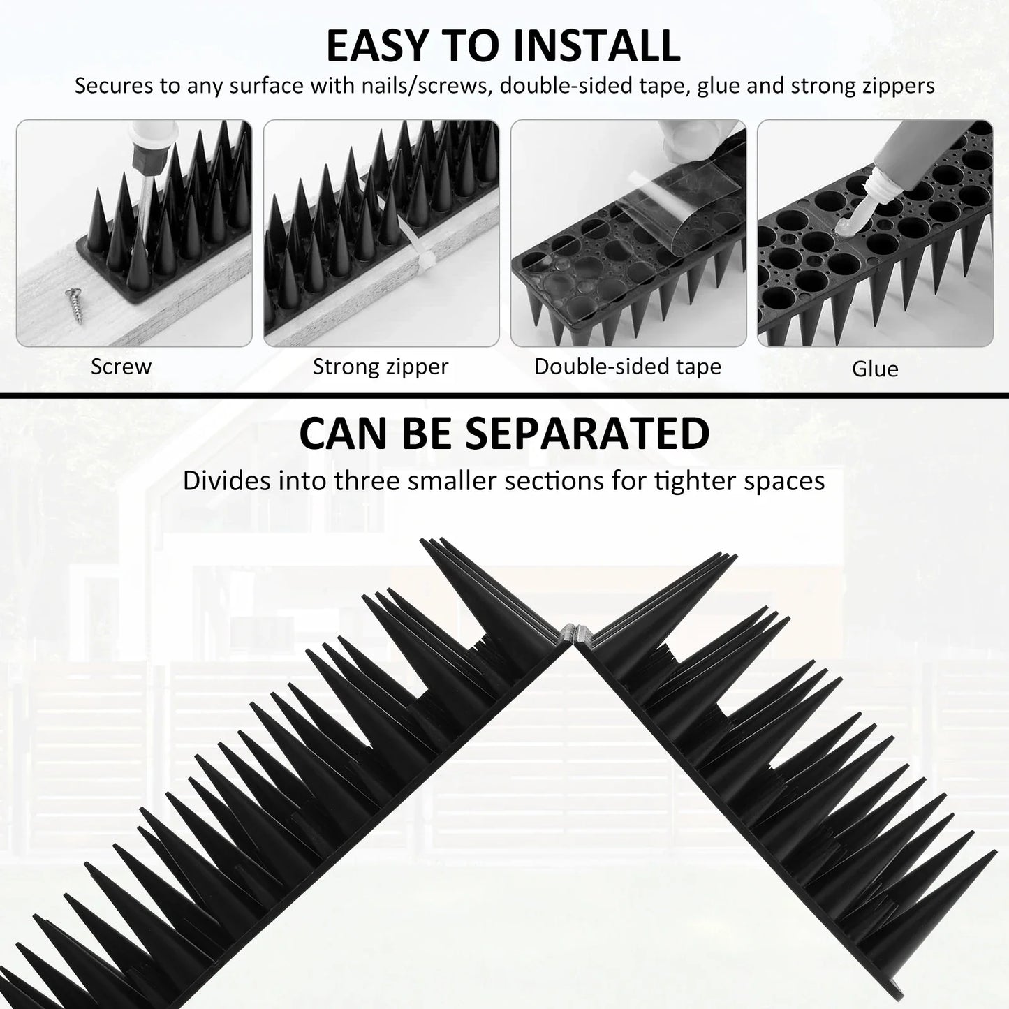 Carvallo 12/20-set fågelskyddsspikar | Avtagbar & djurvänlig | Anti-klättringsskydd för staket, fönsterbräda & takkant