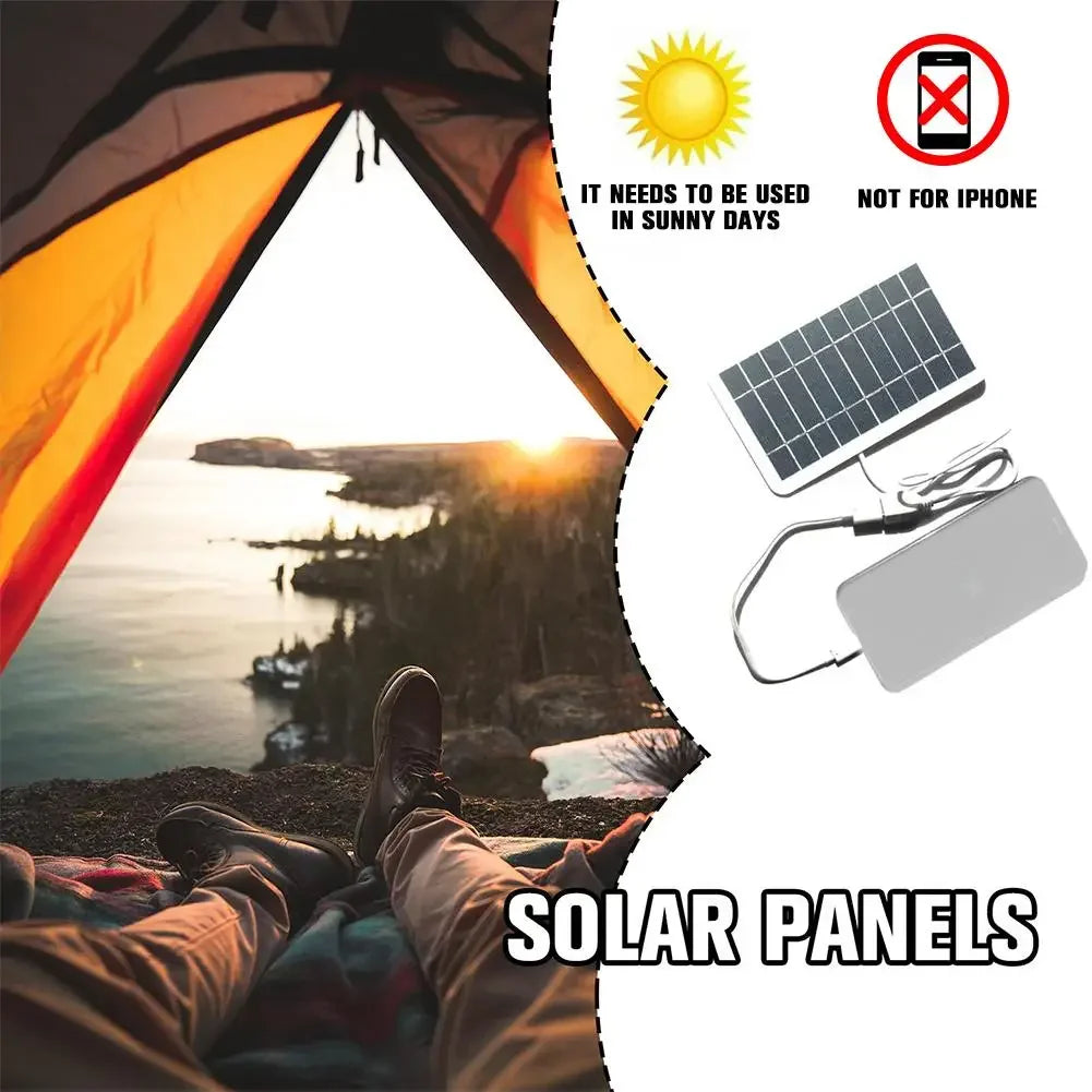 Carvallo Mobiler Solpanel 5V 2W | USB Laddare | För Powerbank, Smartphone &amp; Utomhus Camping