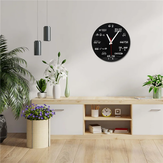 Mathematikekvationer väggklocka | 12" tyst kvarts | Utbildningsur för lärare och matematikkontakt | Brick by Brick