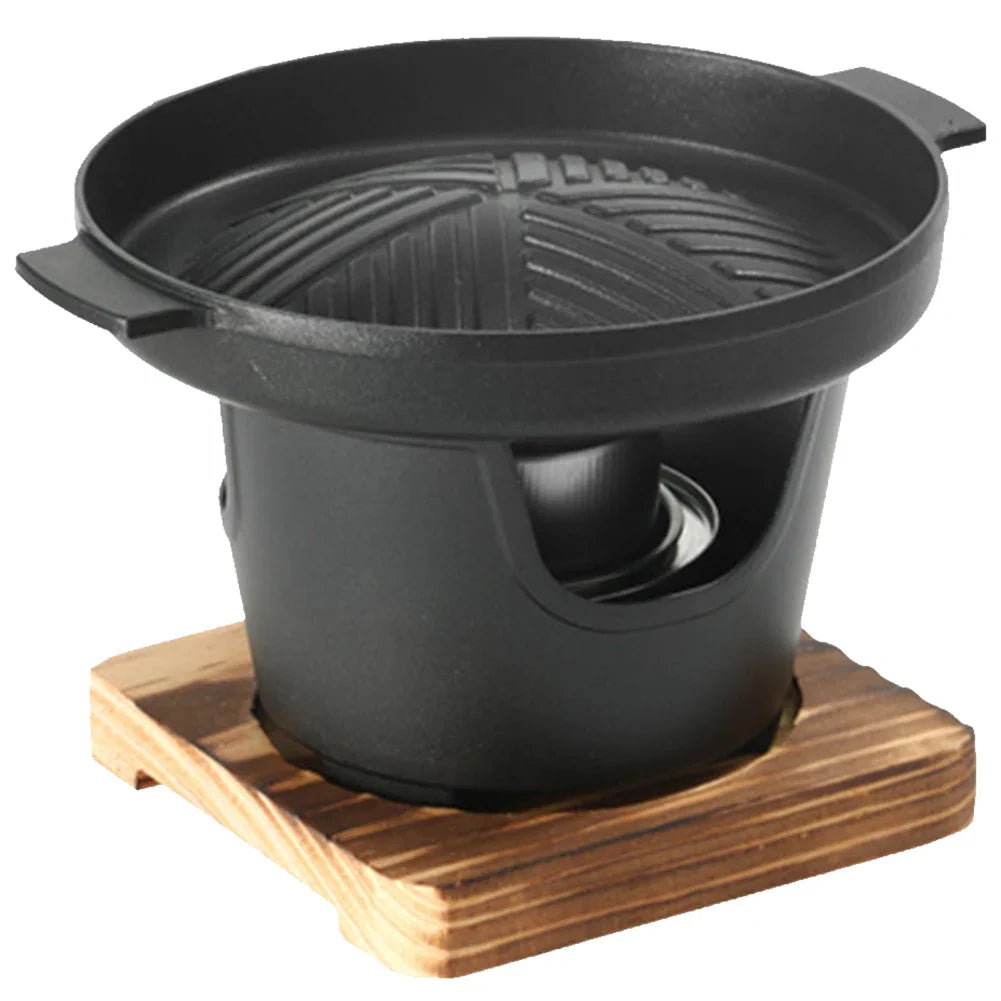 Carvallo Japanesisk Mini-Grill med Alkoholkamin | Bärbar Bordsg grill utan rök | Kompakt och beläggningsfri | För Camping och Balkong