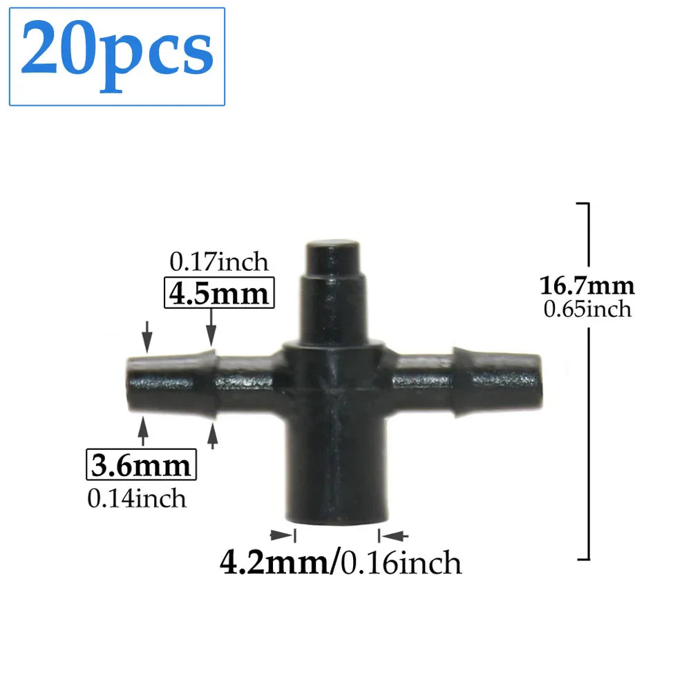 Carvallo Cross Connector | 2-Way Arrow Connection | For 3 mm & 5 mm Hoses | Drip Irrigation Systems