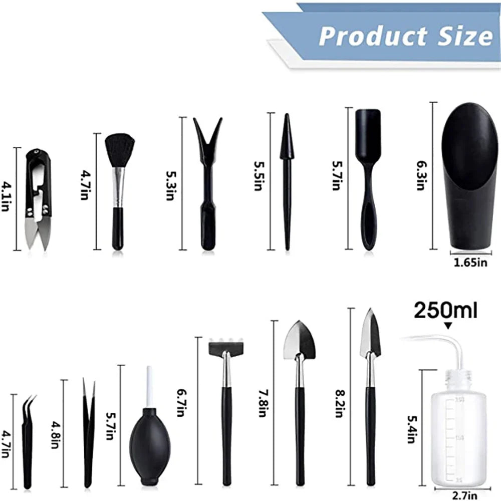 Carvallo Mini Trädgårdsverktyg Set | Ergonomisk & Platsbesparande | För Sukkulenter & Bonsai | 5/8/13-delar