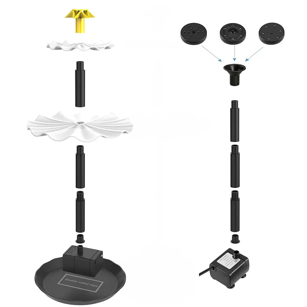 Carvallo-Vogelbrunnen TRIOCASCADE | 3-stegs | Deko-Springbrunnen med Solarpanel | För trädgård, balkong & terrass