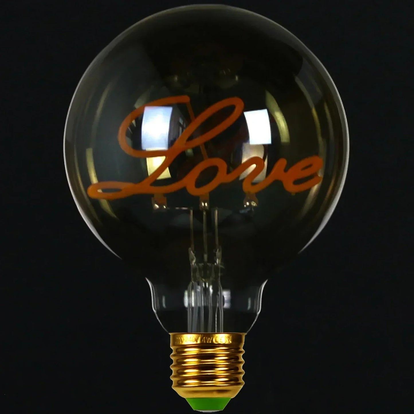 RetroLED - Vintage Bordslampa med Träbotten och LED-lampa med Inskrift