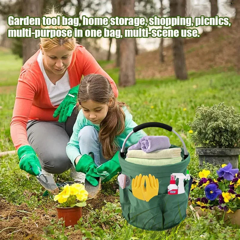 Carvallo Universal-förvaringskorg | Fällbar 17L väska i 600D Oxford | För trädgård, camping, bad & bil | Med multifack