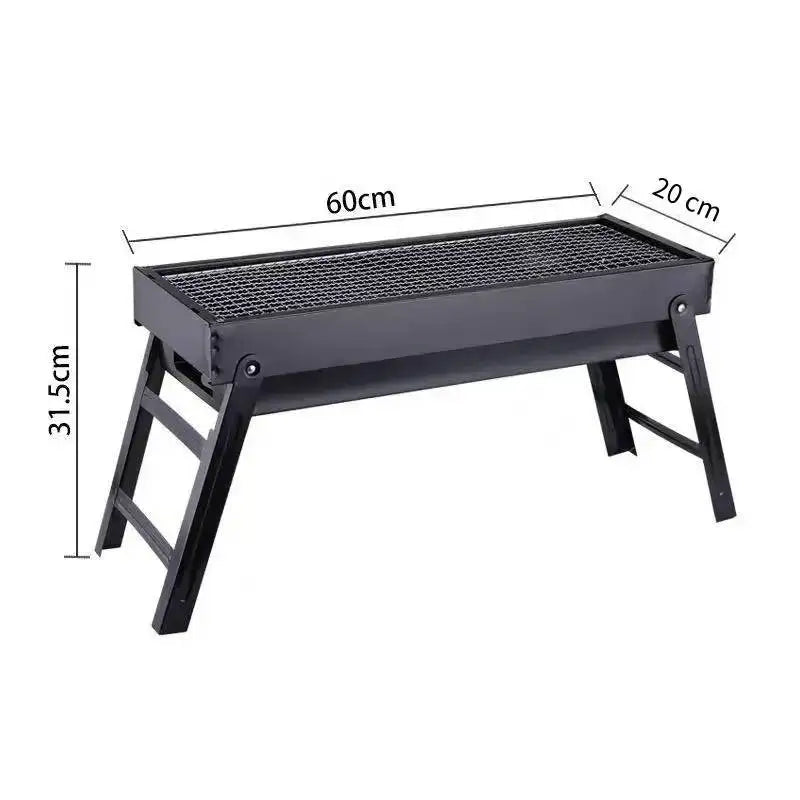 Carvallo Pro Fällbar Kolgrill | Bärbar & stabil | För utomhus, camping & picknick | 60 × 20 × 31,5 cm