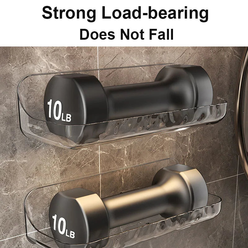 Carvallo Pro | Akryl-badrumshylla utan borrning | Väggmonterad duschhylla | Kosmetik- & schampo-hållare | Transparent | 12×9×8 cm / 24×9×8 cm