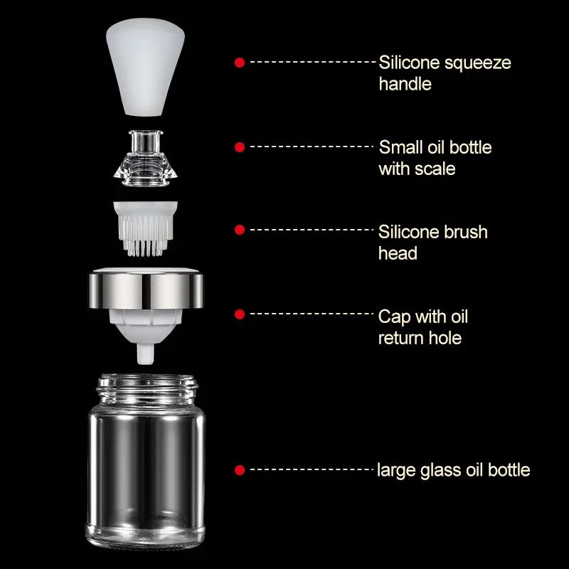 Carvallo Silikon-Oljepensel med Flaska | Leakagefri Dispenser för Olja, Marinader & Honung | 135 ml / 150 ml | För BBQ & Bakning