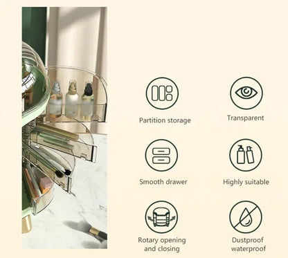 Transparent Desktop Makeup Organizer – Stort kapacitet dammavvisande smycke- och kosmetikaförvaringslåda