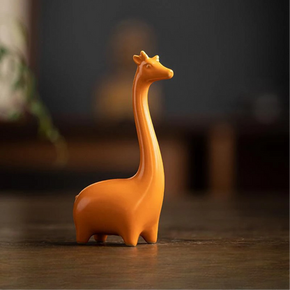 SereniTales - Minimalistisk keramisk giraff- och elefantfigurer för elegant inredning