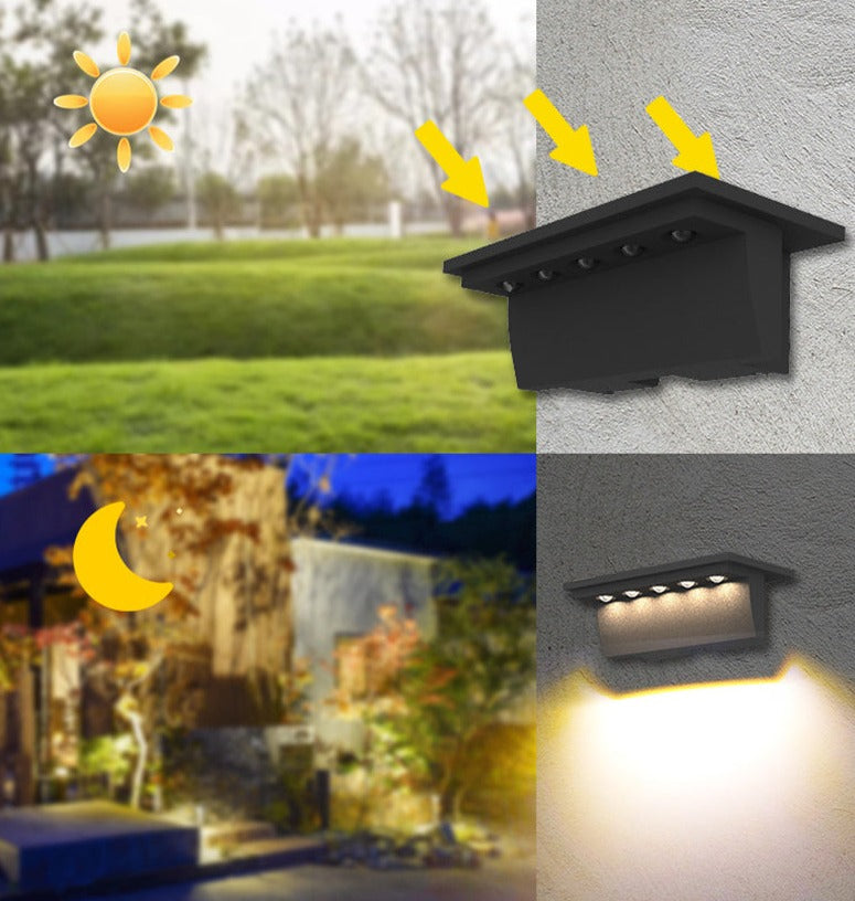 Carvallo Guard Solarlampa Solar Vägglampa med Rörelsesensor | Smart LED-belysning | IP65 Vattentålig | 6x11,9 cm