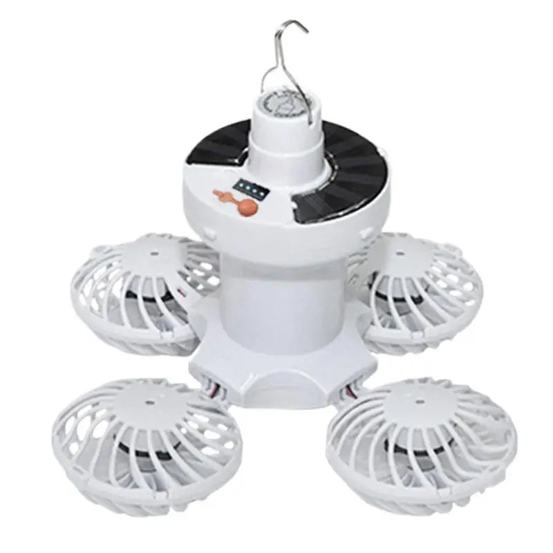 Carvallo Solar Campinglampa med fläkt | Fällbar & Bärbar | 3 Vindsteg & LED-belysning | För tält, terrass & utomhus