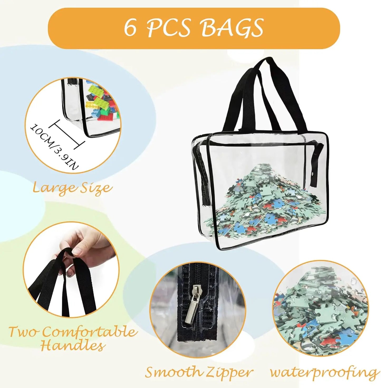 Carvallo-uppbevaringsväska ClearyBag Kids | Transparent & Vattentät | För pussel, böcker, byggklossar & resor | 30×22×10 cm