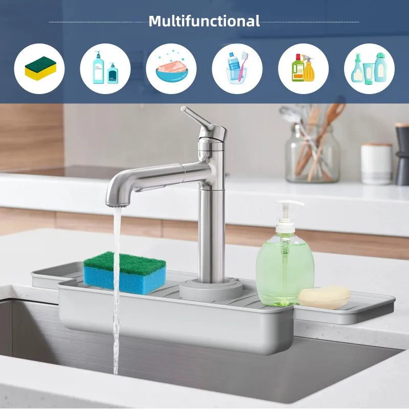 Carvallo-Ablagematte AquaSlope | Stänkskydd & avlastningsställ för diskbänk & handfat | Justerbar & mögelfri | 41 × 14 × 5 cm