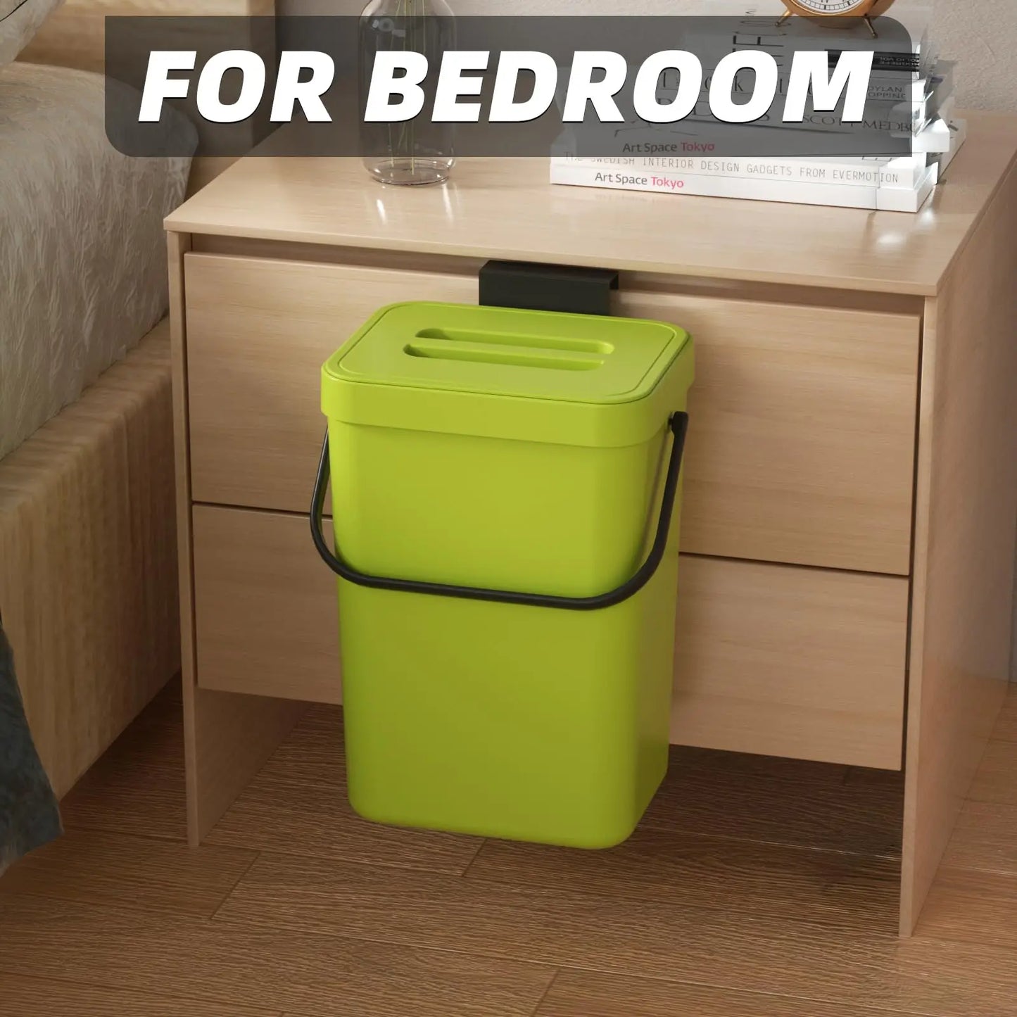 Carvallo Mini Soptunna | Med Lock | Hängande & Väggmontering | Kompakt & Luktblockerande | För Kök, Bad & Kontor