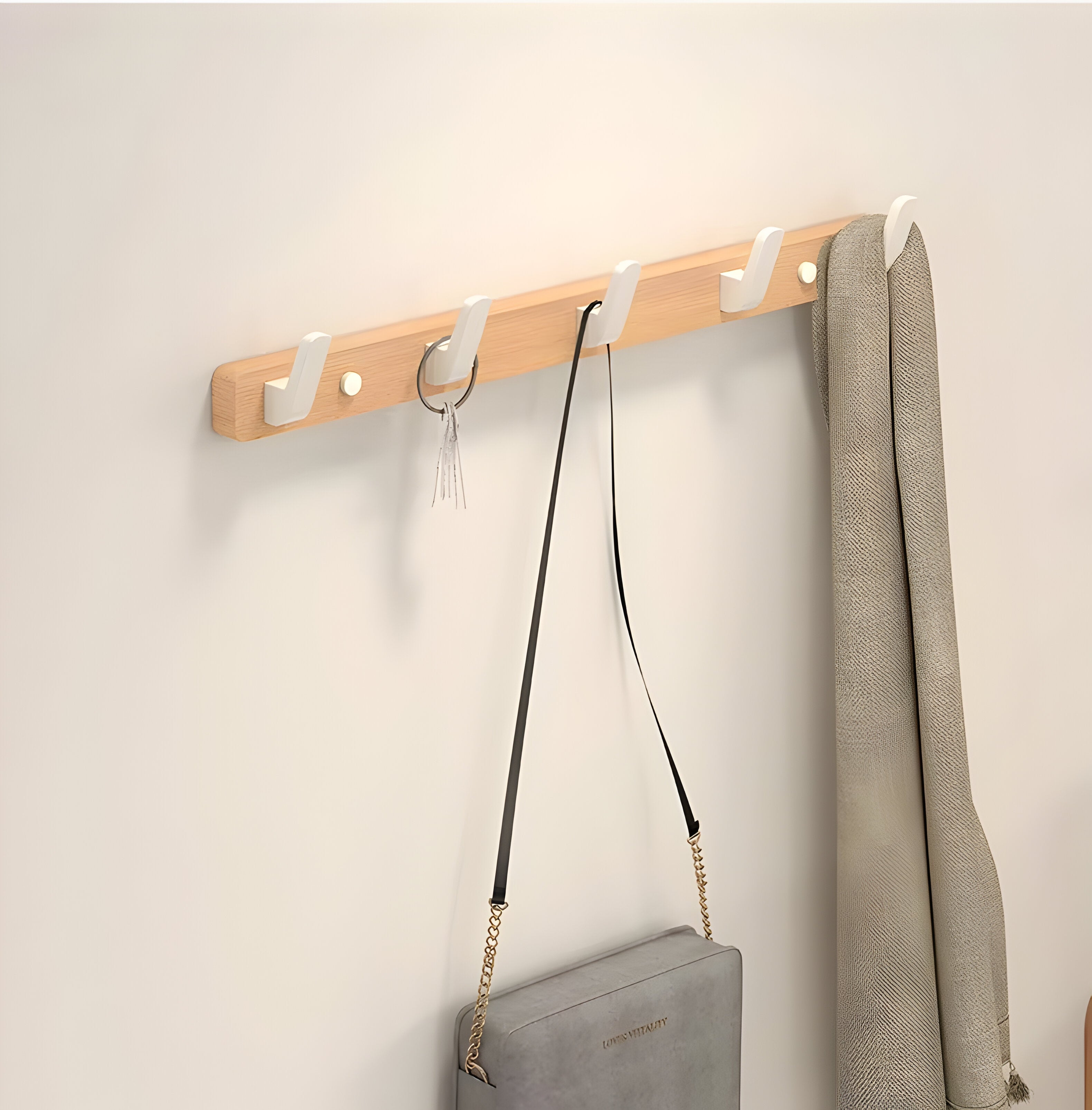 Carvallo - Minimalistisk väggkrok med naturlig träådring och slät finish