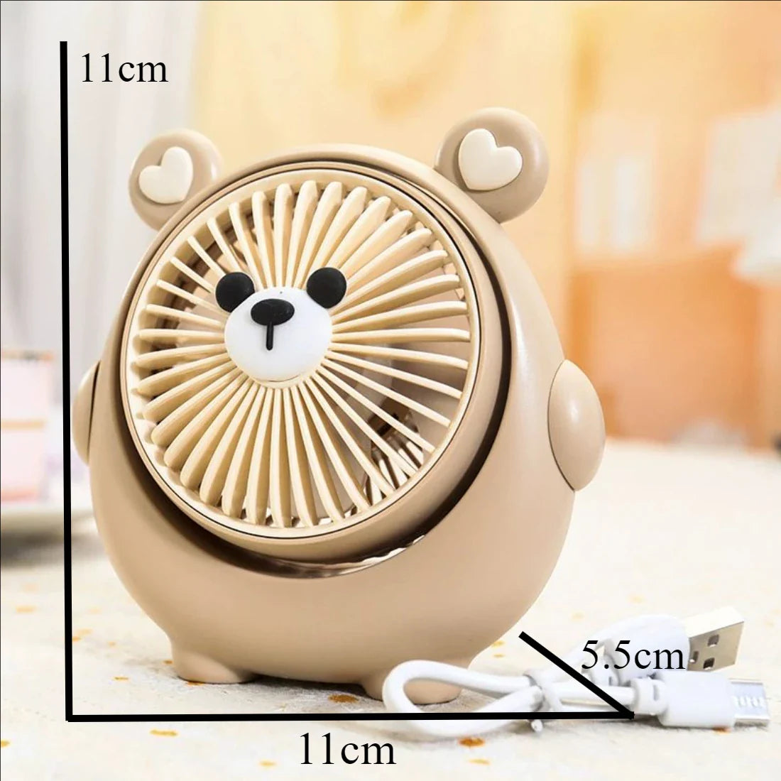 Carvallo MiniCool Mini Bordfläkt Hund &amp; Capybara | 3-Stegs Vind | USB-Laddning | Tyst &amp; Handhållbar
