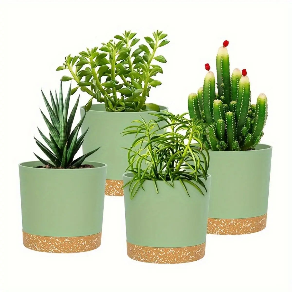 Carvallo Planter med Avtagbart Botten | Andningsbar Blomkruka | Självvattnande & Korrosionsbeständig | 4-pack