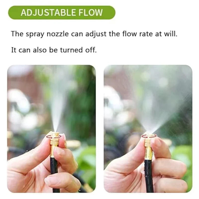 Carvallo Pro360 Automatiskt bevattningssystem 20 m | 360° Justerbara sprutmunstycken | DIY dimbevattningsset | För trädgård, grönsaksland och terrass