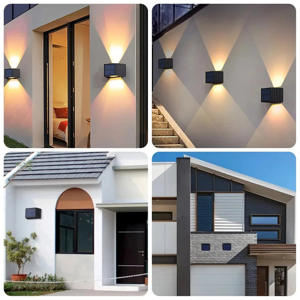 Carvallo Solar LED Vägglampa Utomhus | IP65 Vattentät | Skymningssensor | Upp & Ner Ljus | Varmvit