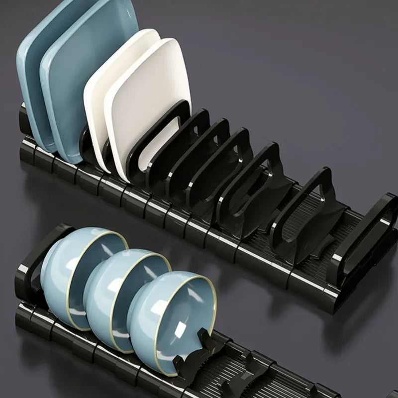 Carvallo FlexiRack | Justerbar skål- och tallrikshylla | Med avrinning för låda och köksskåp