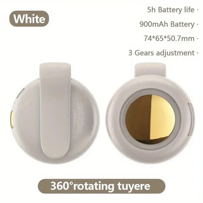 Carvallo Mini-Ventilator utan rotorblad | Tyst &amp; bärbar | Med klämma, 360° vridbar | USB-C uppladdningsbar | För barn, resor &amp; vardag
