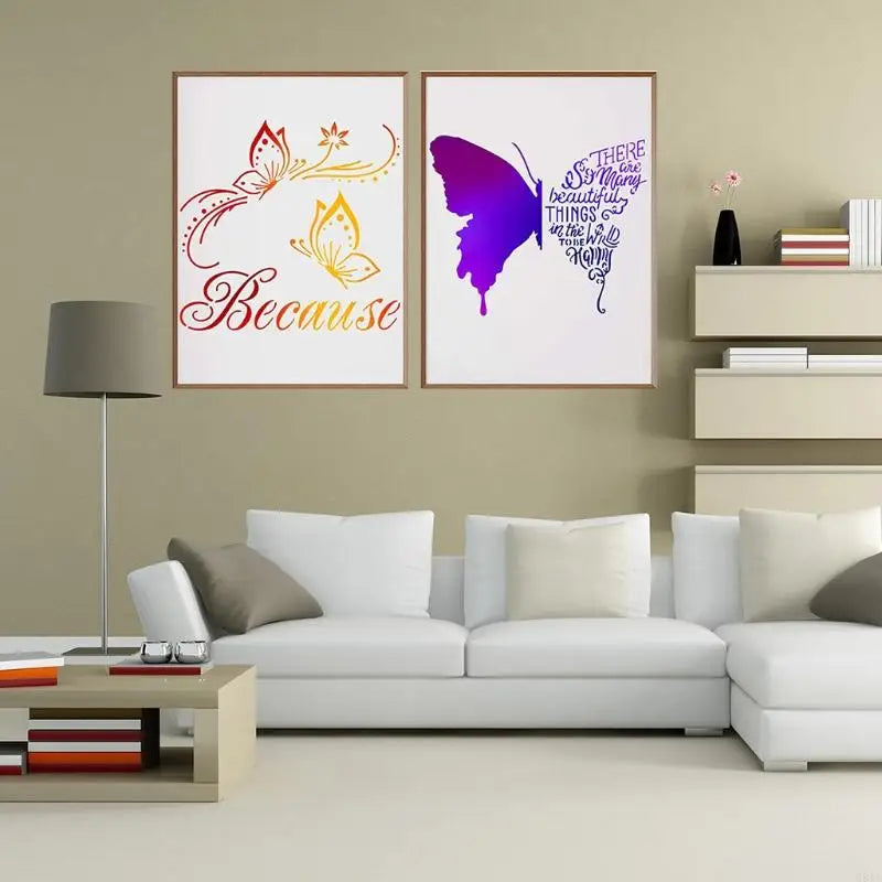 Carvallo Floralina Wings | 16-delad | Fjärilsmotiv | Återanvändbara målarmallar i PET | 15×15 cm