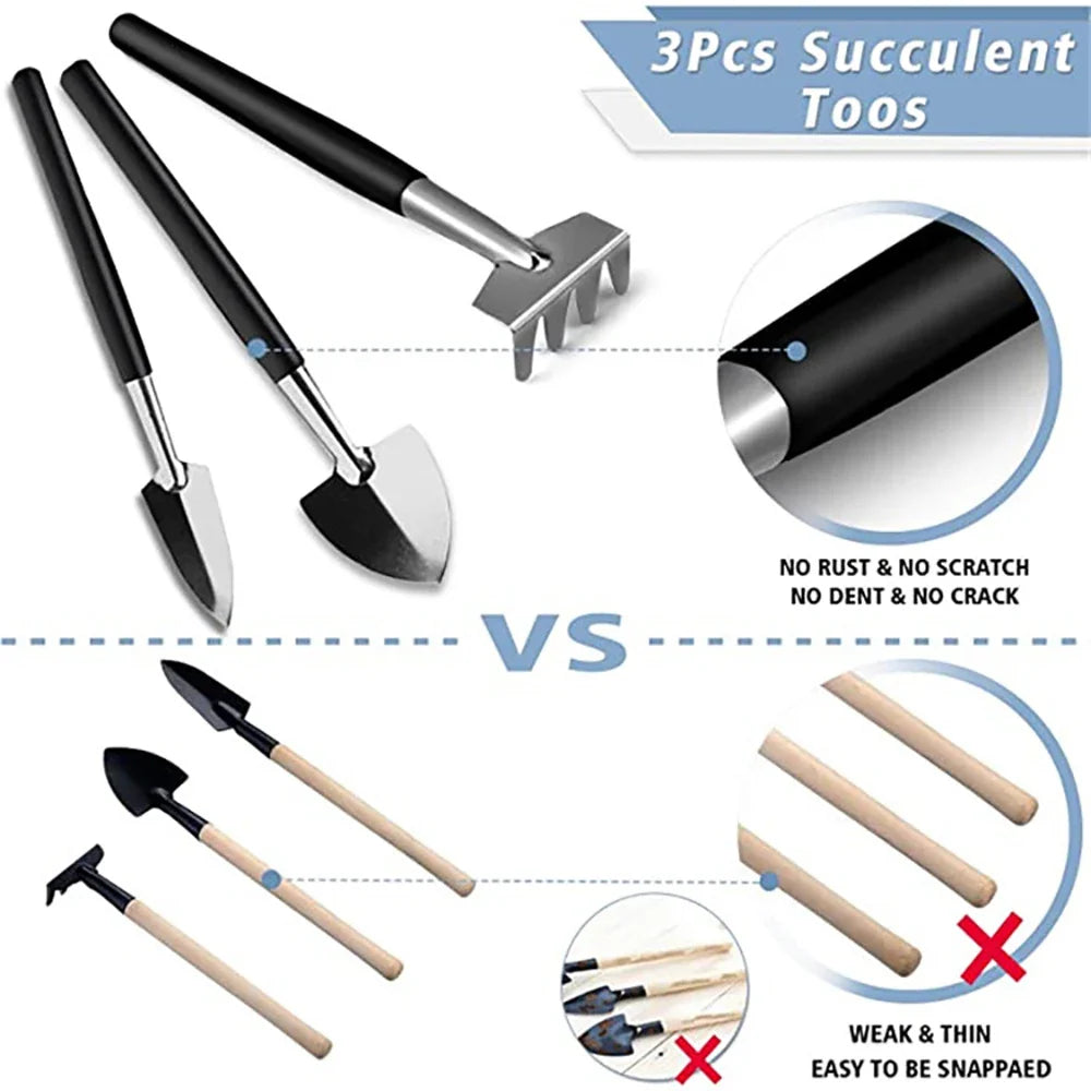 Carvallo Mini Trädgårdsverktyg Set | Ergonomisk & Platsbesparande | För Sukkulenter & Bonsai | 5/8/13-delar