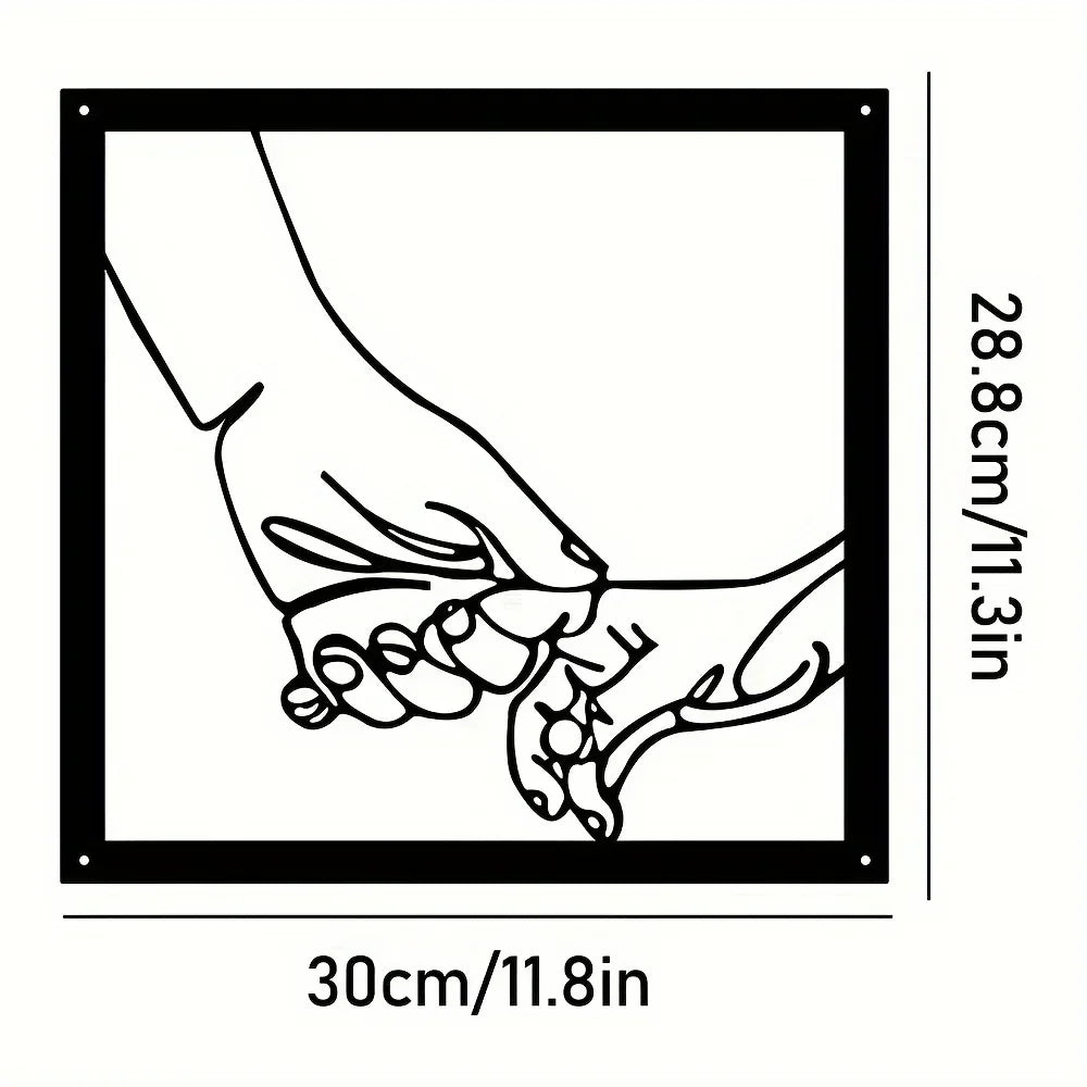 Connected Hands Metallväggdekoration – Minimalistisk och Enande