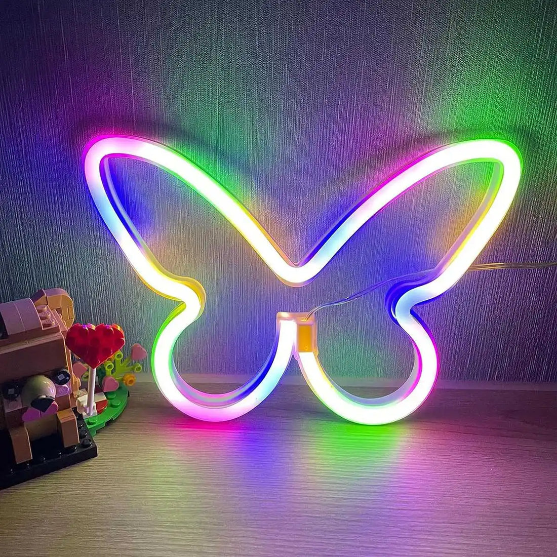 GlowWings - LED Fjärilslampa, Färgglad Neon Dekoration för Barnrum och Sovrum