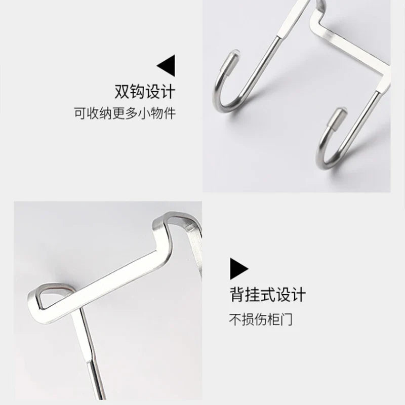 Carvallo DUOHOLD | Dubbelkrok för skåpdörrar | Rostfritt stål 304 | Svart eller Vit | Utan borrning