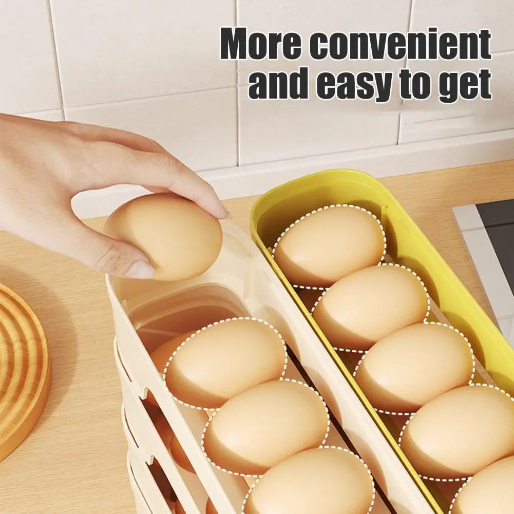 Carvallo RolloMaxx | 4-lagers äggorganisatör | Platsbesparande & Självrullande | Transparent design