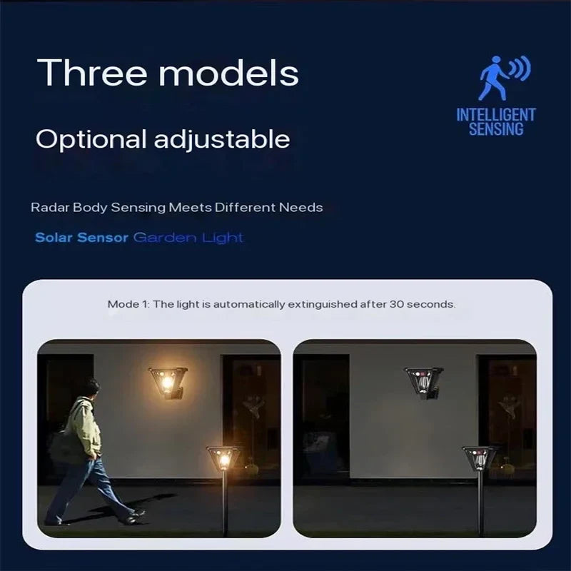 Carvallo Solar Trädgårdslampa 2-i-1 | Med rörelse- & ljussensor | LED utomhuslampa | Vägg- & golvmontage