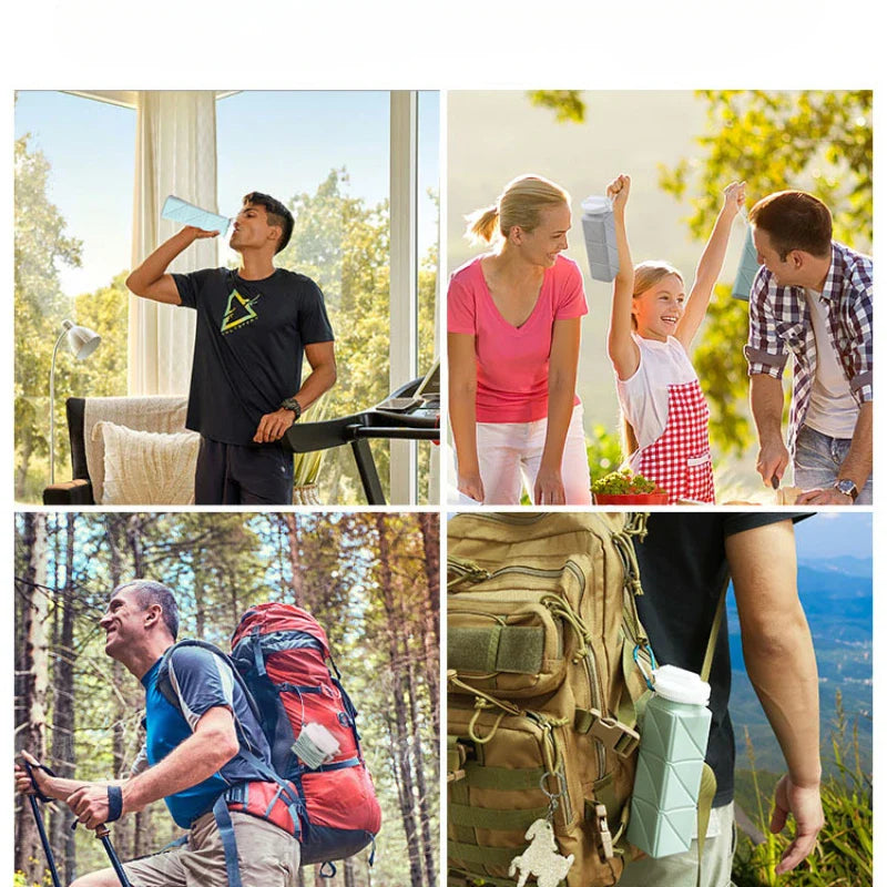 Praktisk Fällbar Silikonflaska För På Språng