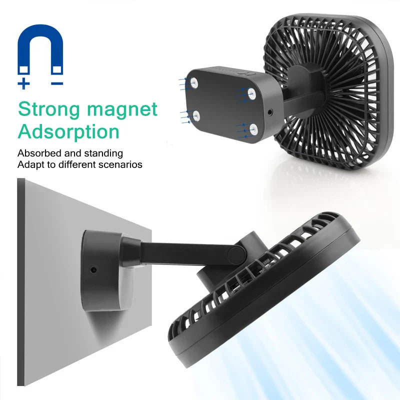 Carvallo-USB-fläkt Breezio Flex | Uppladdningsbar med 5000 mAh batteri | 3 nivåer & timer | Fällbar & tyst för kontor, camping & hem