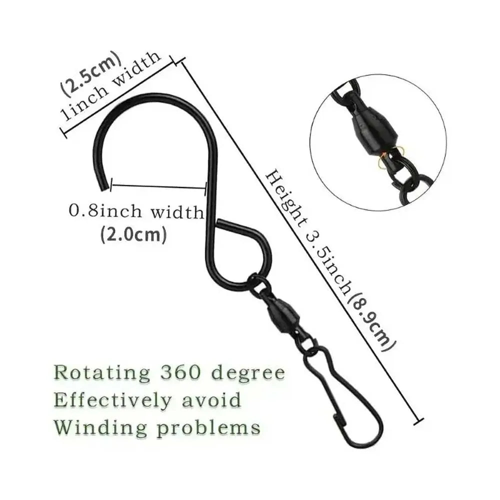 Carvallo 8 stycken S-krokar i rostfritt stål med vridled | Rostfria upphängningskrokar för vindspel, fågelburar, reklamskyltar & dekoration