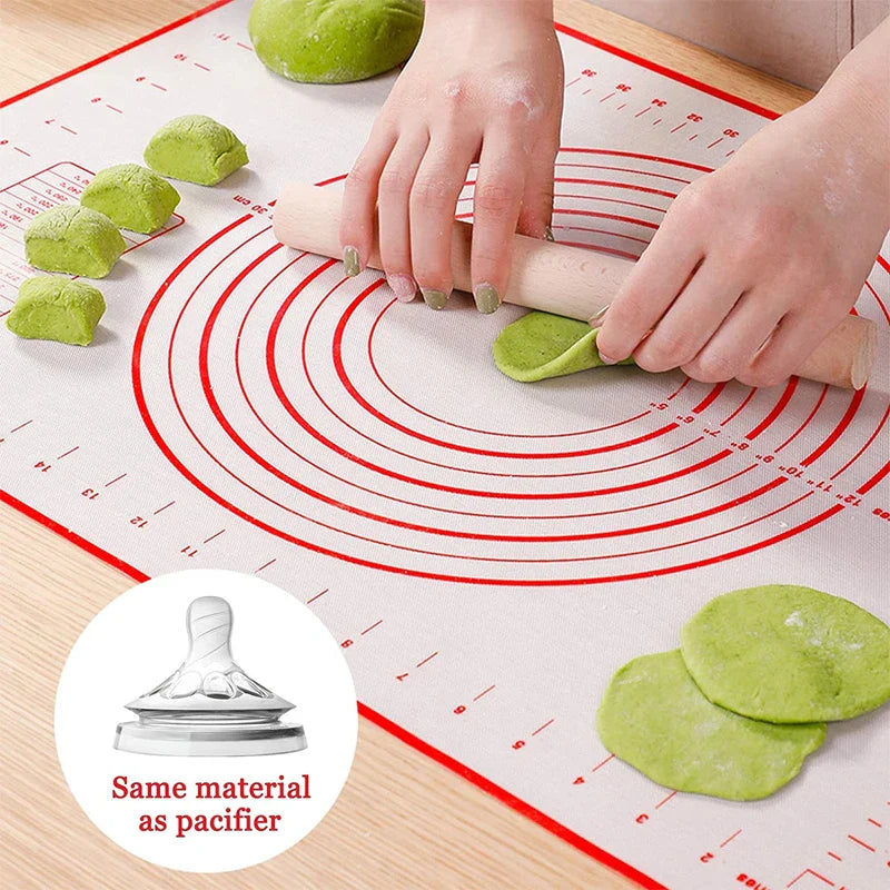 BakeFlex™ Silikonbakmatta | Extra Tjock &amp; Non-stick | Med Måttskala | Perfekt för Utbakning av Deg, Fondant &amp; Bakverk