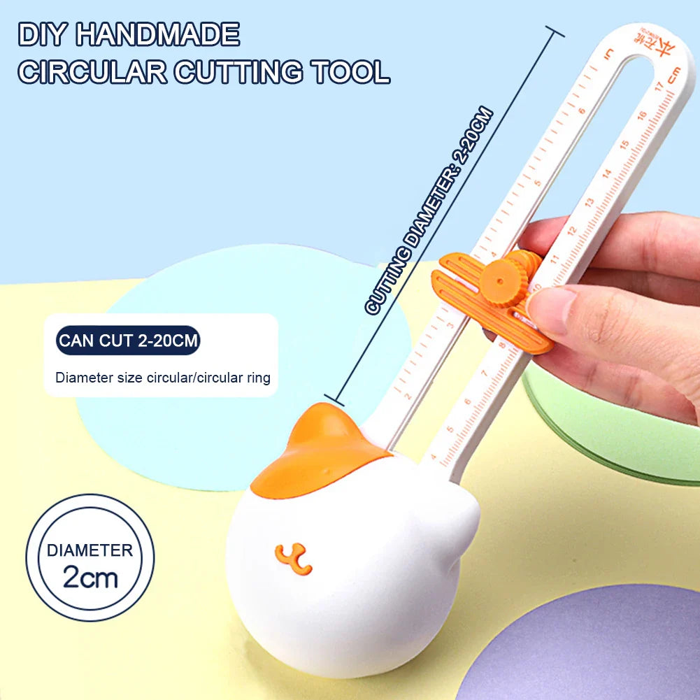 Carvallo CircleCat Circle-Cutting Tool Cat | 360° Rotating Circular Cutter | For Paper & Photos | 10–32 cm Diameter