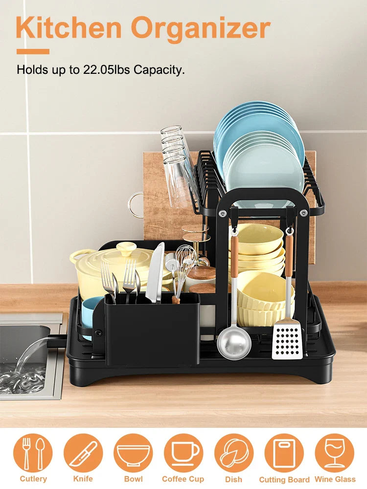 Royallure 2-Tier Diskställ med Rännkorg Kök Bänkskivor Skål Organisatör