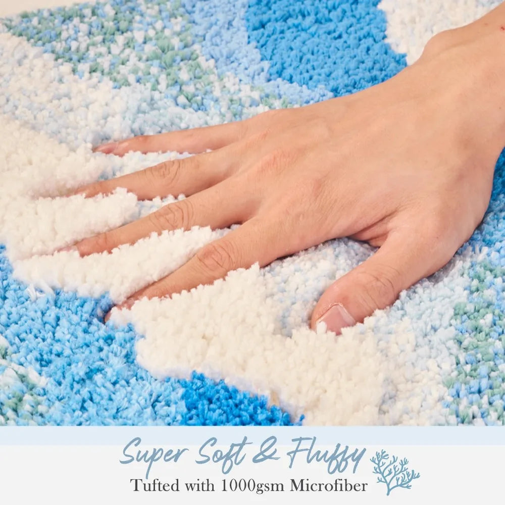 Aesthetic Wave Tufted Rug – Havsinspirerad Mjuk &amp; Halkfri Matta