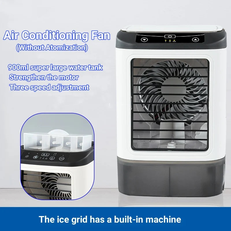 Carvallo Breeze 900 Luftkylare med ultraljudsfördelning | 3-stegs fläkt & nattljus | Bärbar & tyst | 900 ml vattentank för kontor & hem